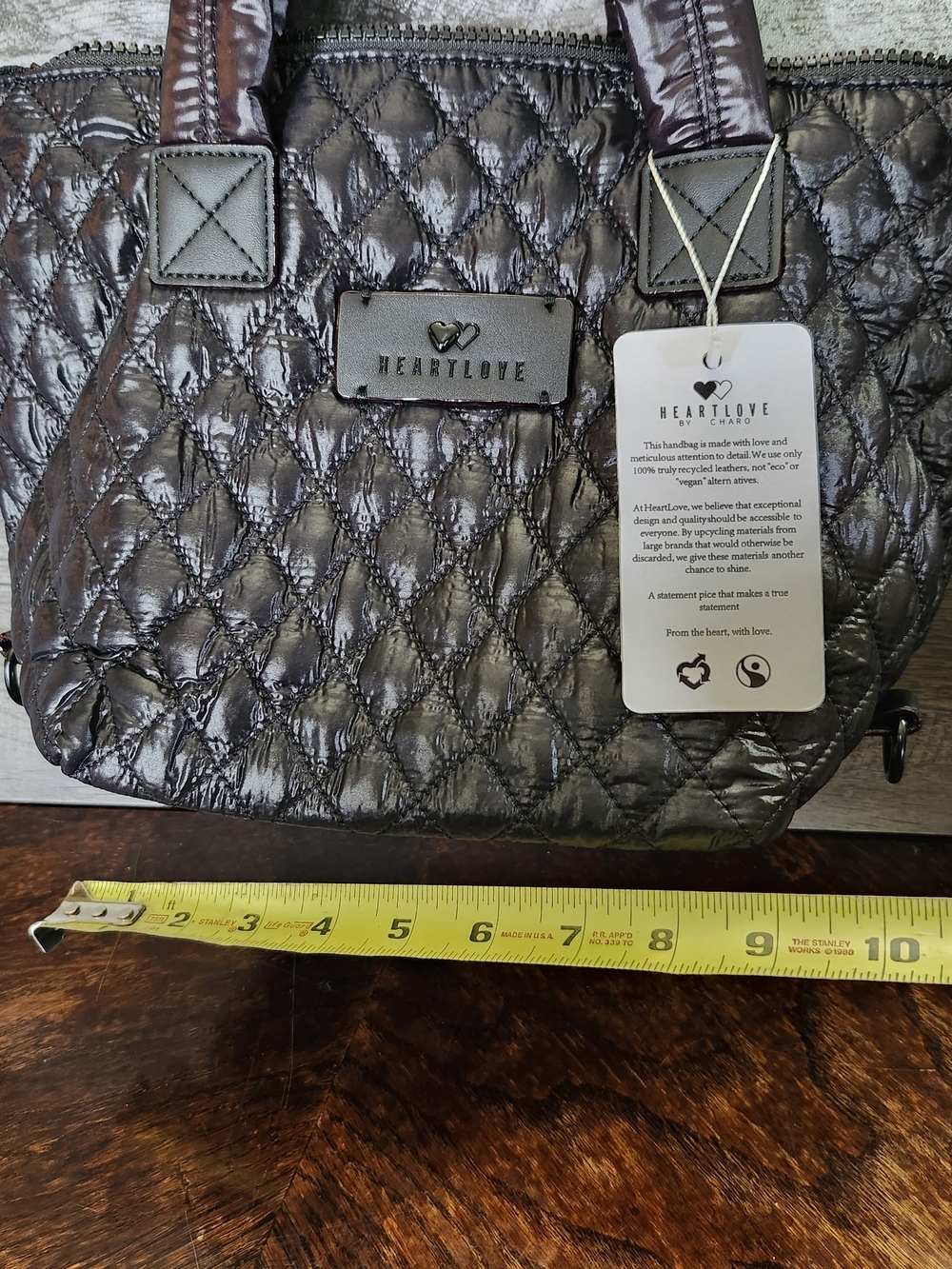 NWT Black Quitled Puffer Satchel With Croasbody Strap - Picture 7 of 7